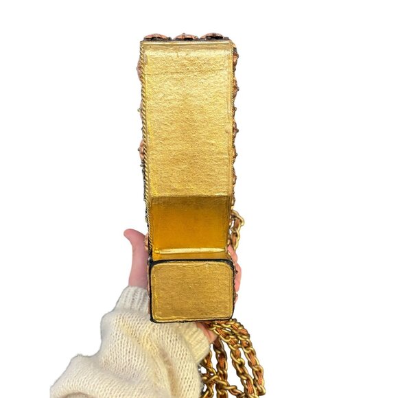 Mary Frances Shoe Purse With Chain Strap Bronze & Gold Embellishments - Picture 10 of 11